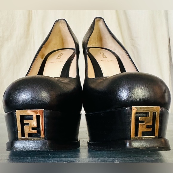 AUTHENTIC FENDI SOLD SIGNATURE FF Tips Platform Heels Shoes - Picture 3 of 9